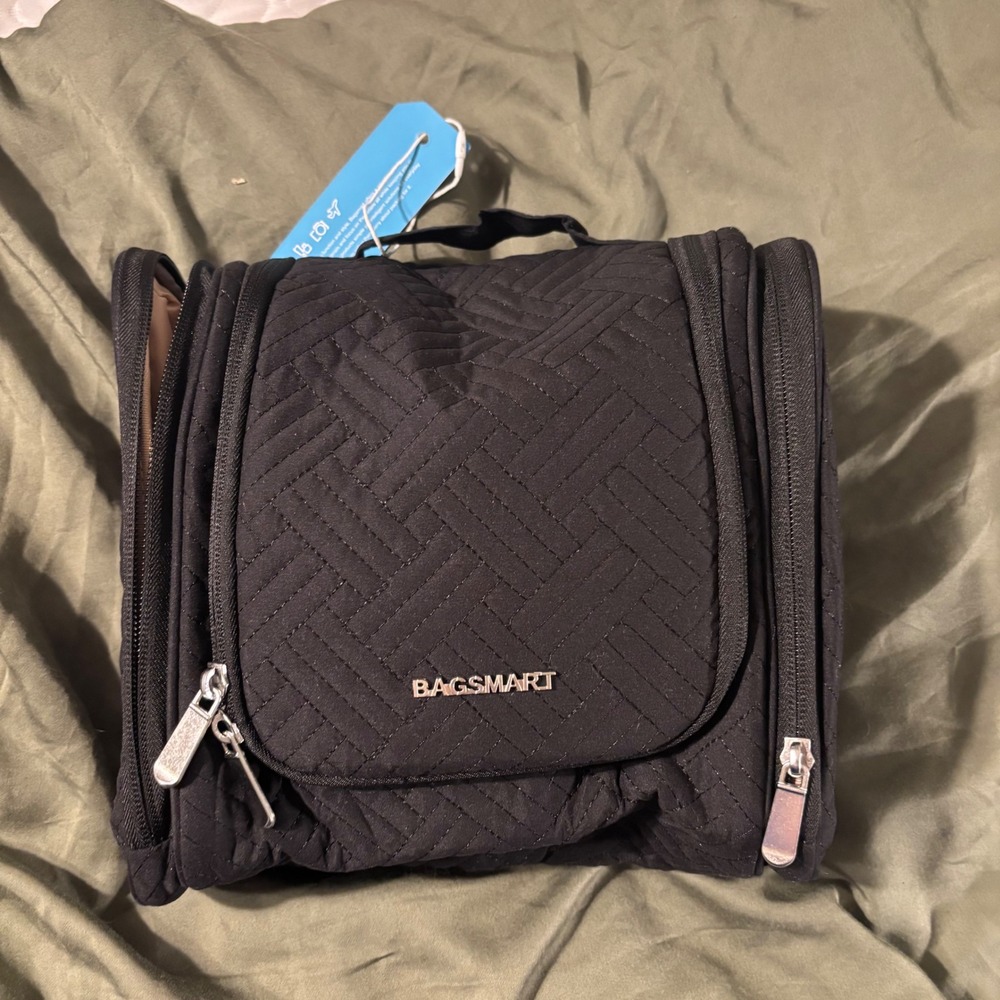 Bagsmart Hanging Toiletry Bag Black Quilted Travel Organizer Makeup Case Large